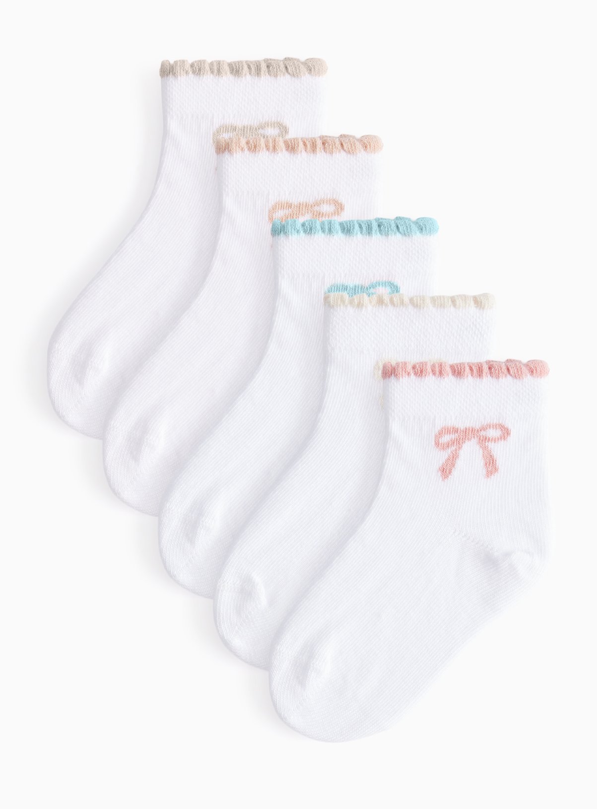 Bow Detail Ankle Socks 5 Pack 6-12 months - Image 1 thumbnail